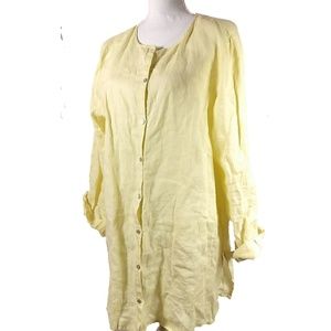 Eileen Fisher Women Linen Tunic Top Button Front
